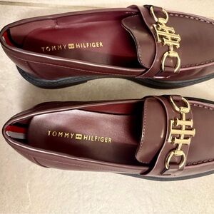 Tommy Hilfiger Maroon Loafers with Gold Detail
